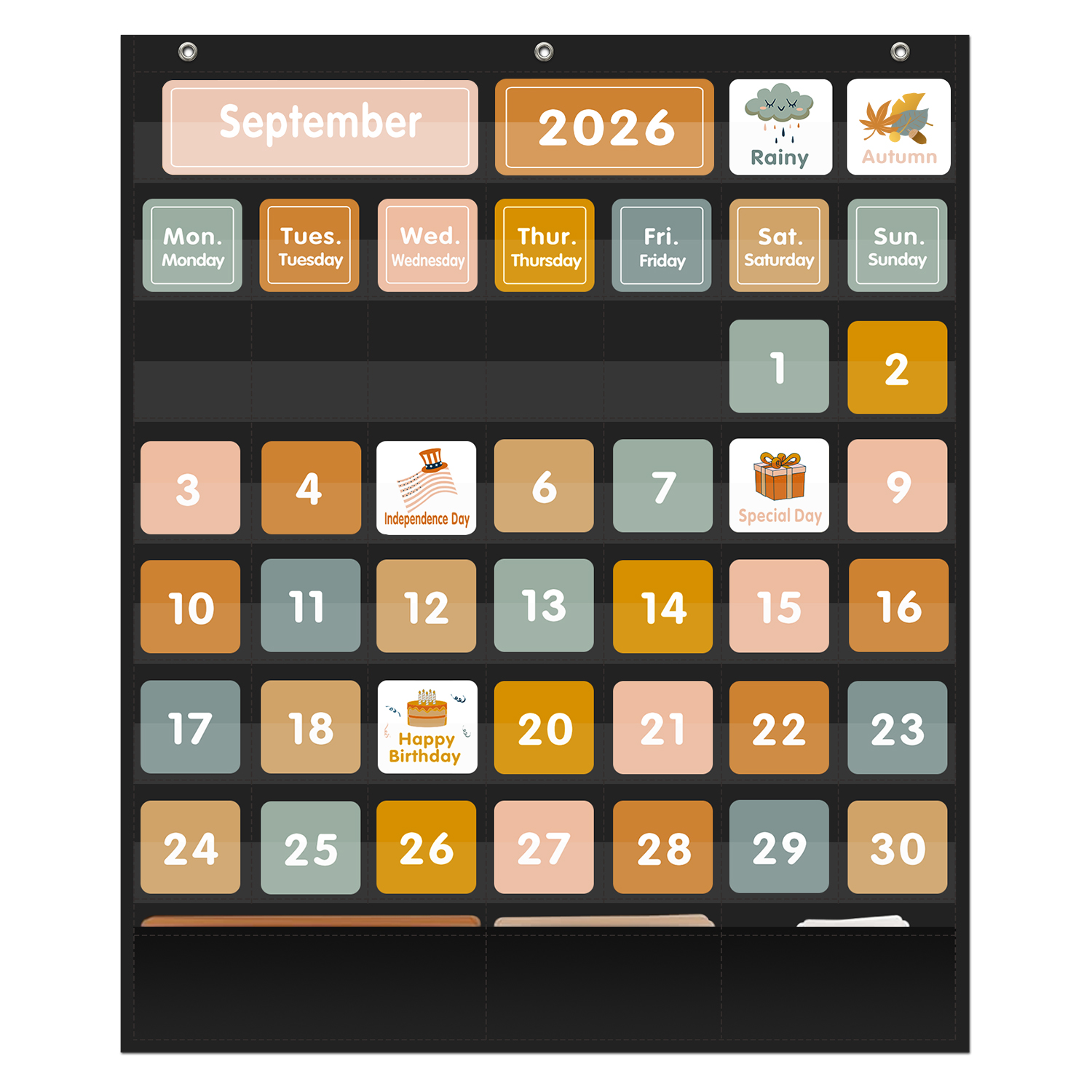 Baby Food Chart - Large Boho Calendar Pocket Chart for
