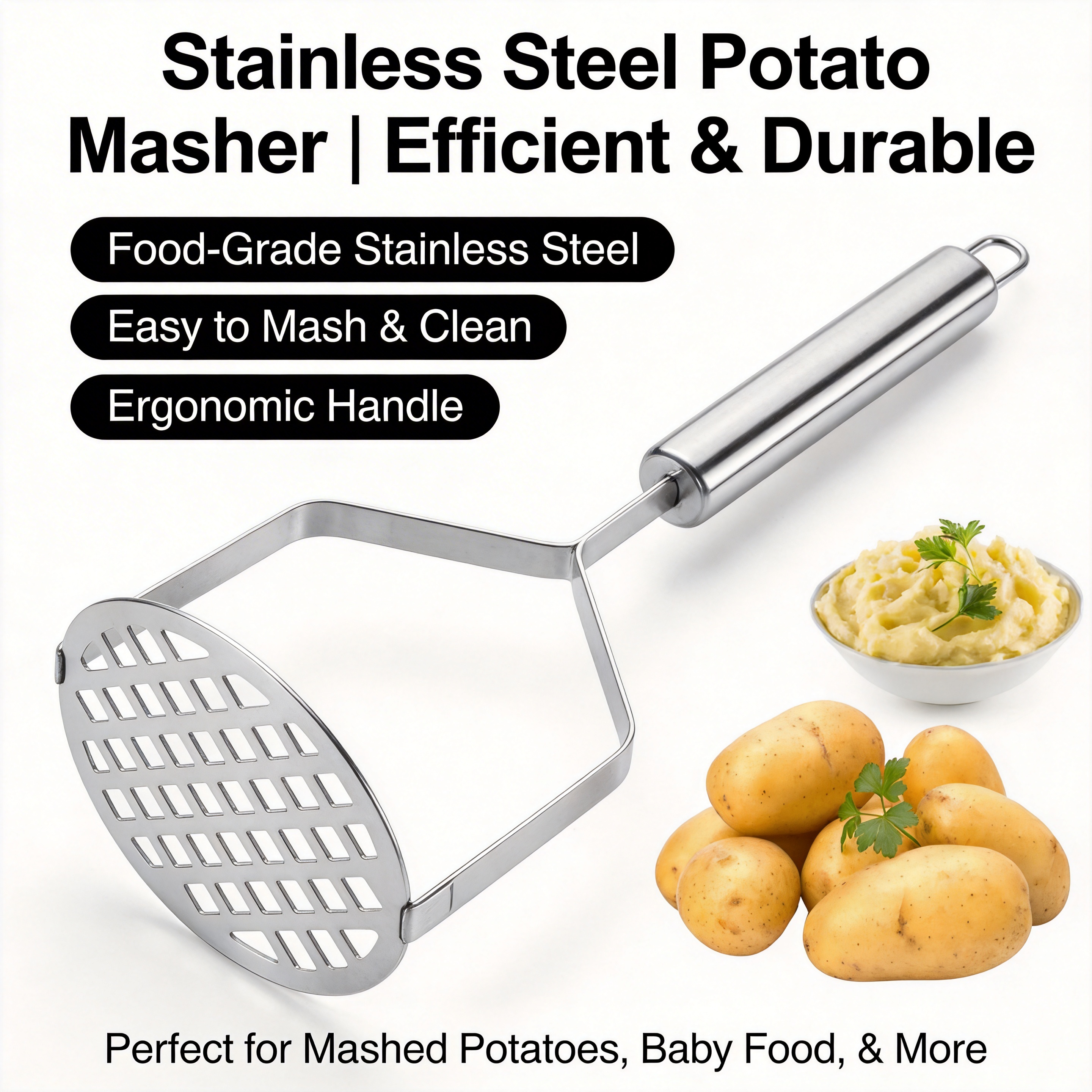Baby Food Vegetable - Stainless Steel Potato Masher – Manual