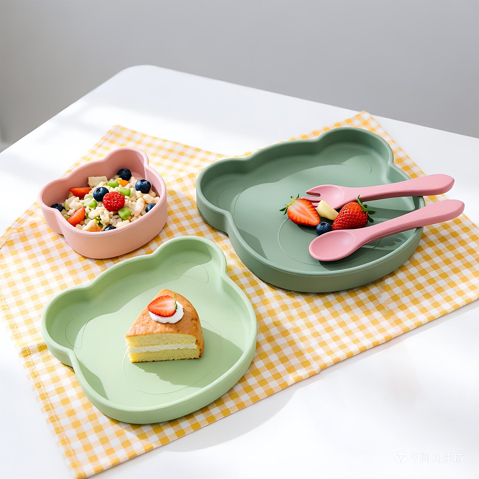 Baby Food Chart - Cartoon Silicone Toddler Plate Cute Bear