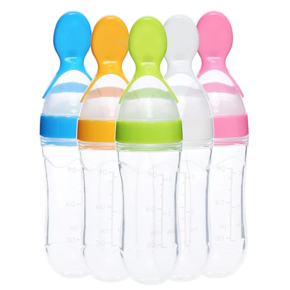Baby Food Bites - 90ML Baby Feeding Bottle Spoon Milk