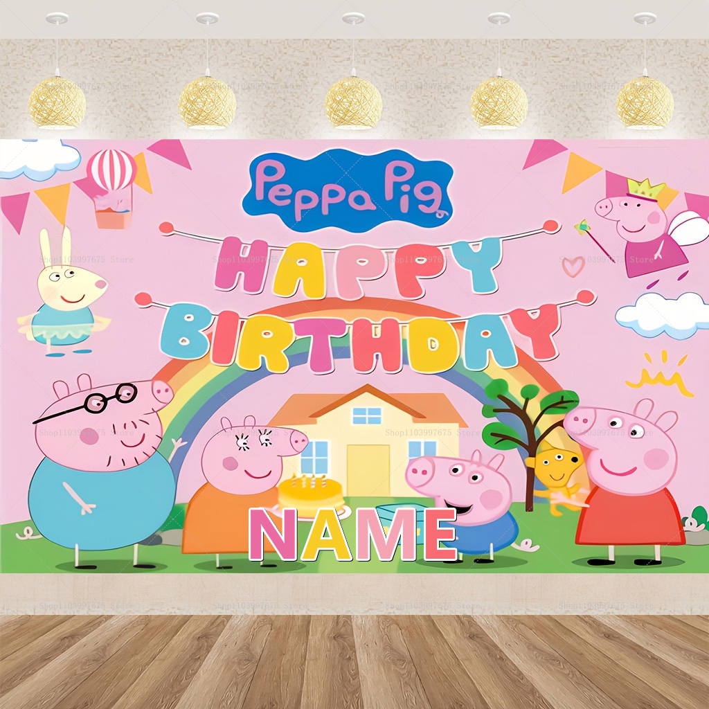 Baby Food Plan - Custom Name Cartoon Peppa Pig Backdrops