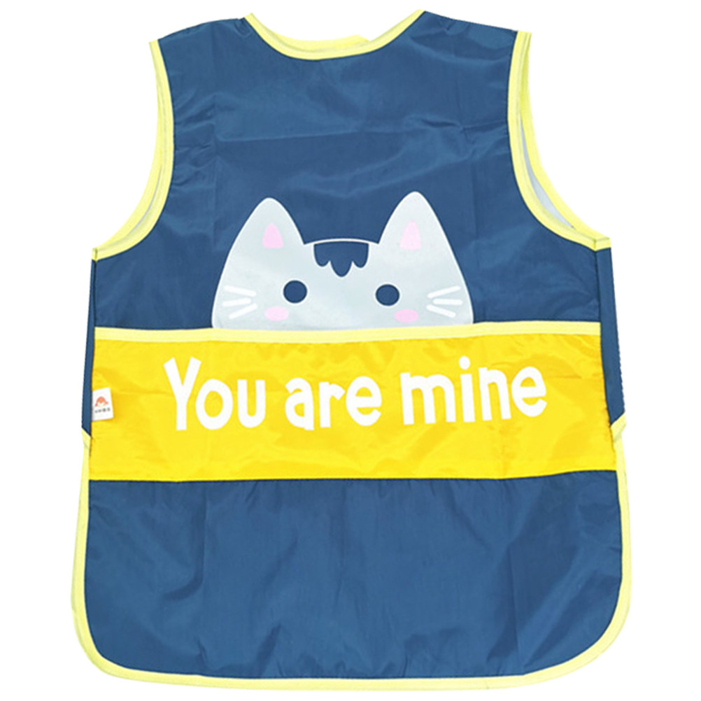 Baby Food Apron - Kids Waterproof Sleeveless Aprons Dark Blue