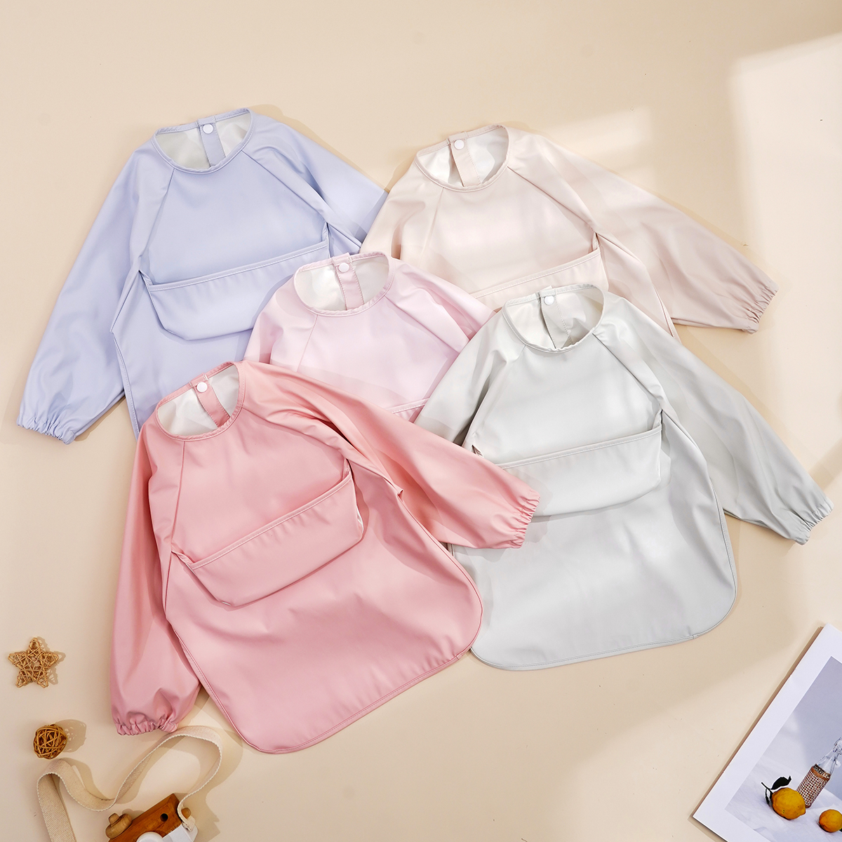 Baby Food Apron - HappyFlute Baby Bib Long Sleeve Waterproof