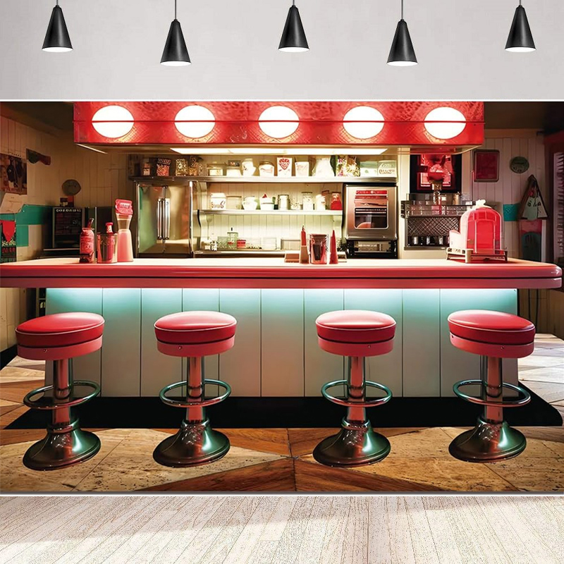 Photography Backdrop 50s Diner - Baby Food Restaurant 리뷰 및 가격