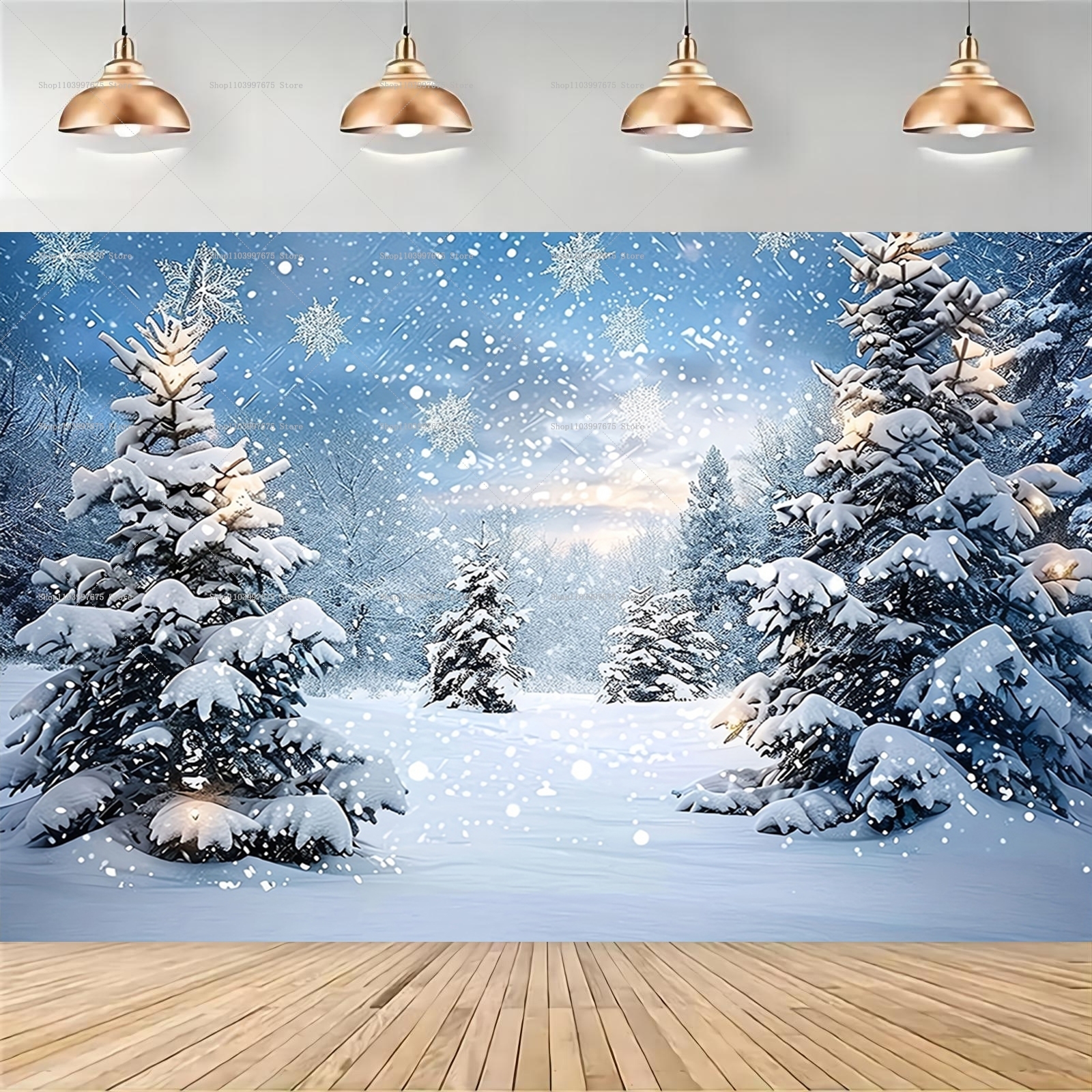 Snowy Forest Christmas Backdro - Baby Food Plan 리뷰 및 가격