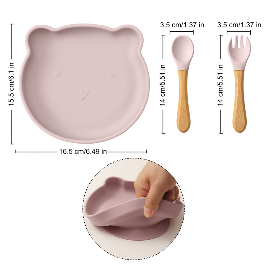 3PCS Cartoon Bear Silicone Suc - Self Feed Spoon 리뷰 및 가격