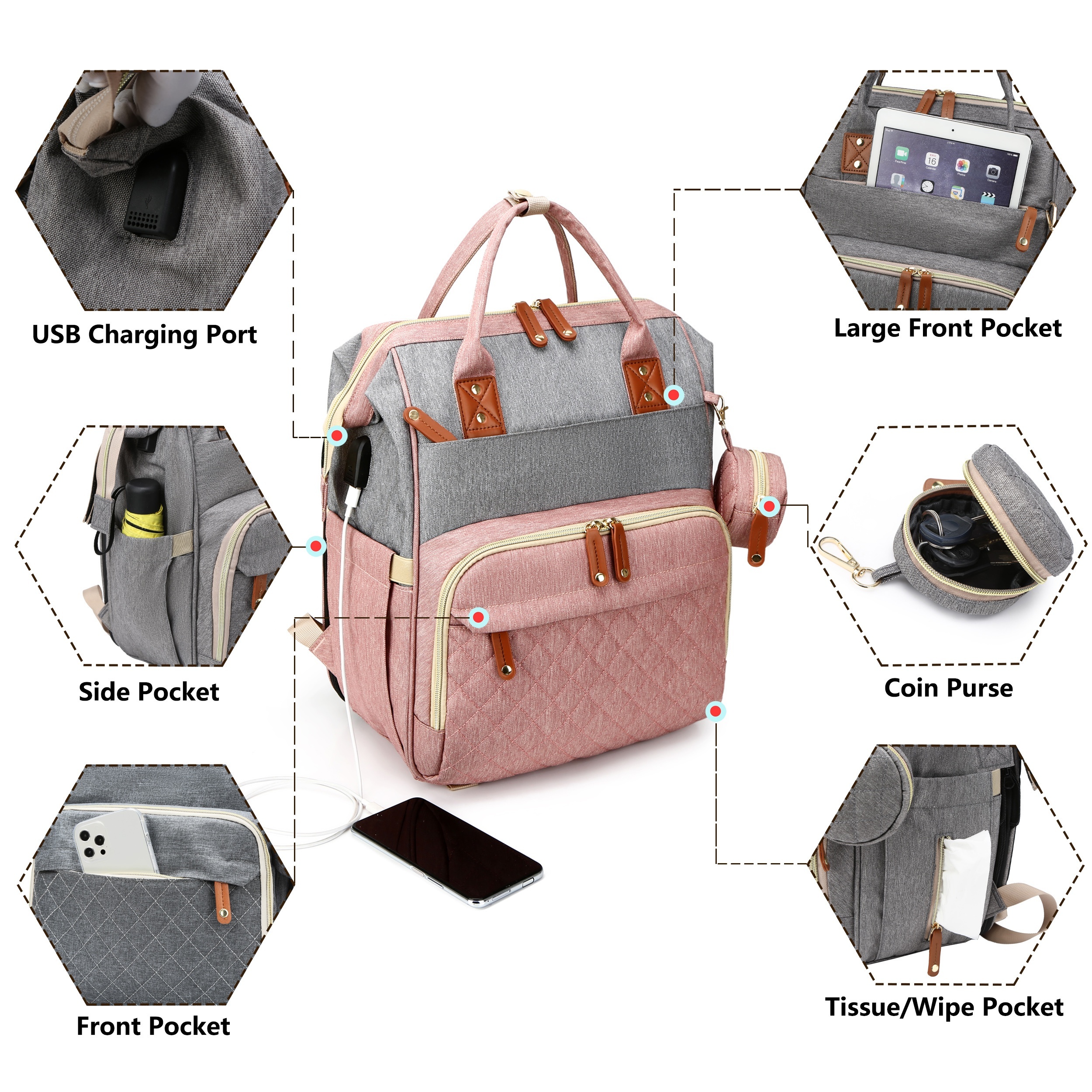 Baby Diaper Bag Backpack, Baby - Baby Puree Pouch 리뷰 및 가격