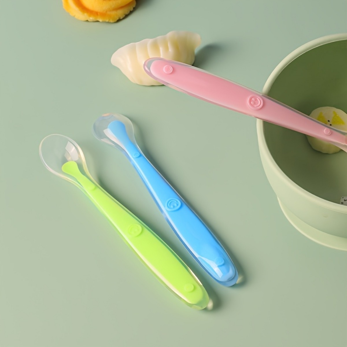 2Pcs Food Grade Silicone Baby  - Self Feed Spoon 리뷰 및 가격