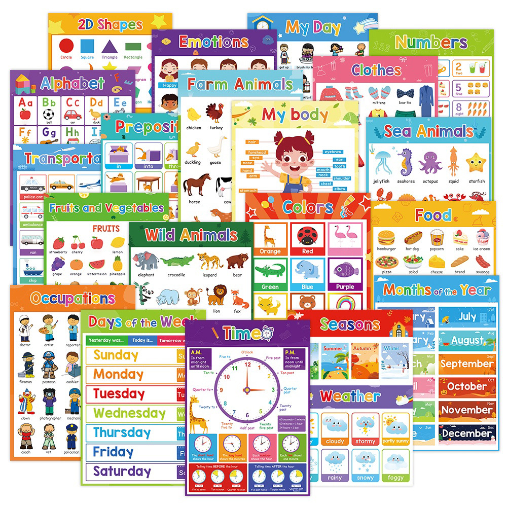20 Themed Posters Set, A4 Engl - Baby Food Chart 리뷰 및 가격